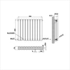 600x590mm double white oval column radiator dimension