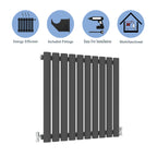 Aver-Growth- Designer Horizontal 600x590mm Single Anthracite Oval Column Radiator