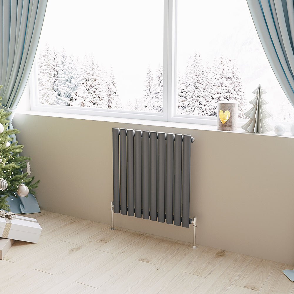 Aver-Growth- Designer Horizontal 600x590mm Single Anthracite Oval Column Radiator