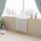 Aver-Growth- Designer Horizontal 600x590mm Single White Oval Column Radiator