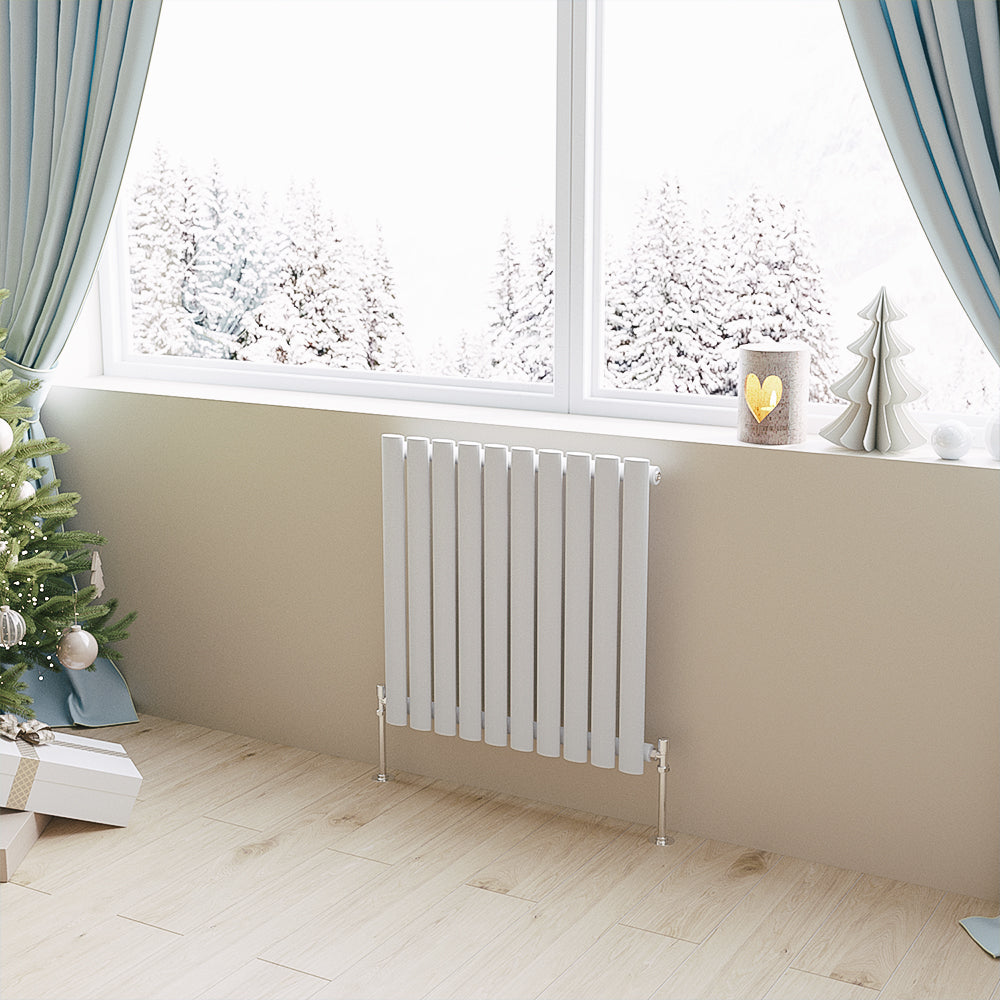 Aver-Growth- Designer Horizontal 600x590mm Single White Oval Column Radiator