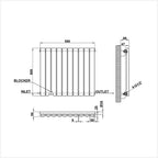 600x590mm single anthracite oval column radiator dimension