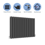 Aver-Growth- Designer Horizontal 600x767mm Double Anthracite Oval Column Radiator