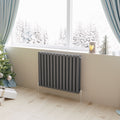 Aver-Growth- Designer Horizontal 600x767mm Double Anthracite Oval Column Radiator