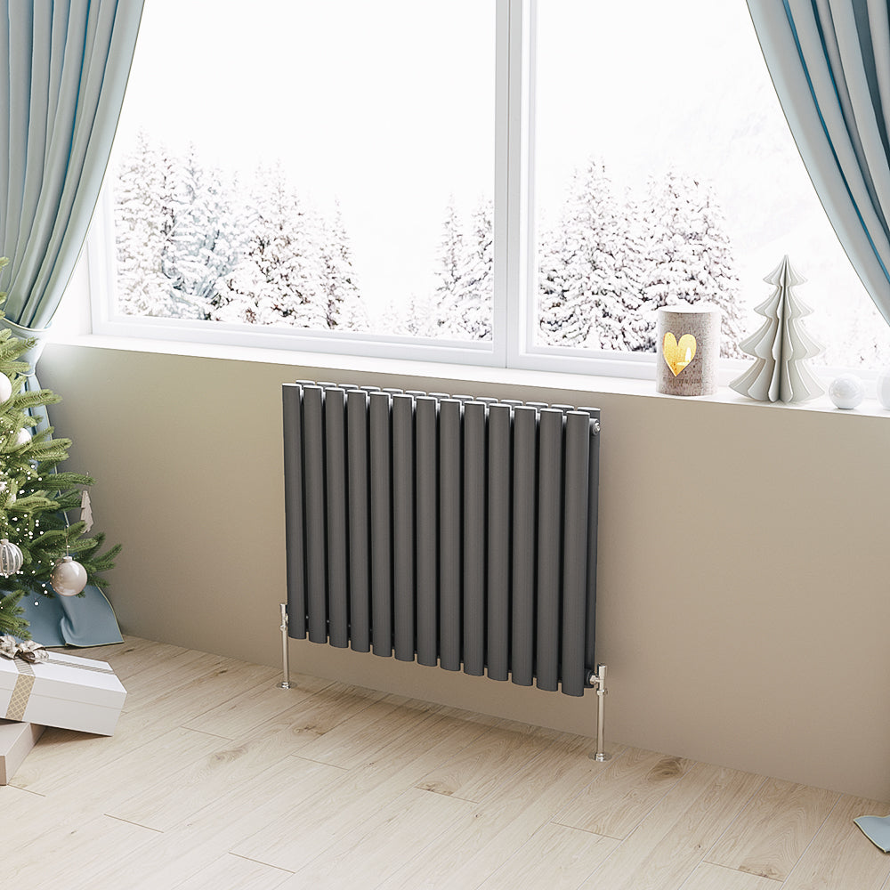 Aver-Growth- Designer Horizontal 600x767mm Double Anthracite Oval Column Radiator