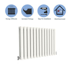 Aver-Growth- Designer Horizontal 600x767mm Double White Oval Column Radiator