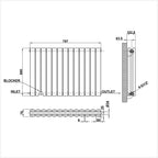 600x767mm double white oval column radiator dimension