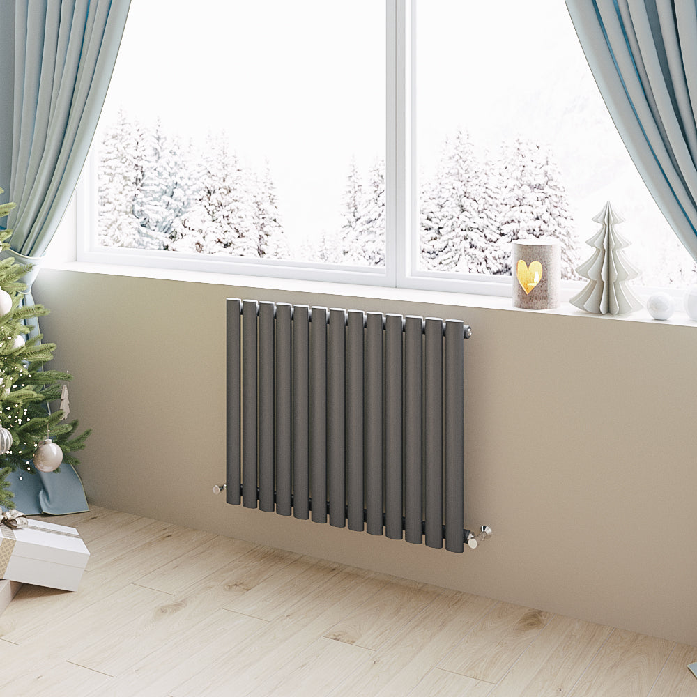 Aver-Growth- Designer Horizontal 600x767mm Single Anthracite Oval Column Radiator
