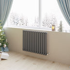 Aver-Growth- Designer Horizontal 600x767mm Single Anthracite Oval Column Radiator