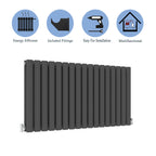 Aver-Growth- Designer Horizontal 600x1003mm Double Anthracite Oval Column Radiator