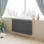 Aver-Growth- Designer Horizontal 600x1003mm Double Anthracite Oval Column Radiator