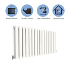 Aver-Growth- Designer Horizontal 600x1003mm Double White Oval Column Radiator