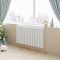 Aver-Growth- Designer Horizontal 600x1003mm Double White Oval Column Radiator
