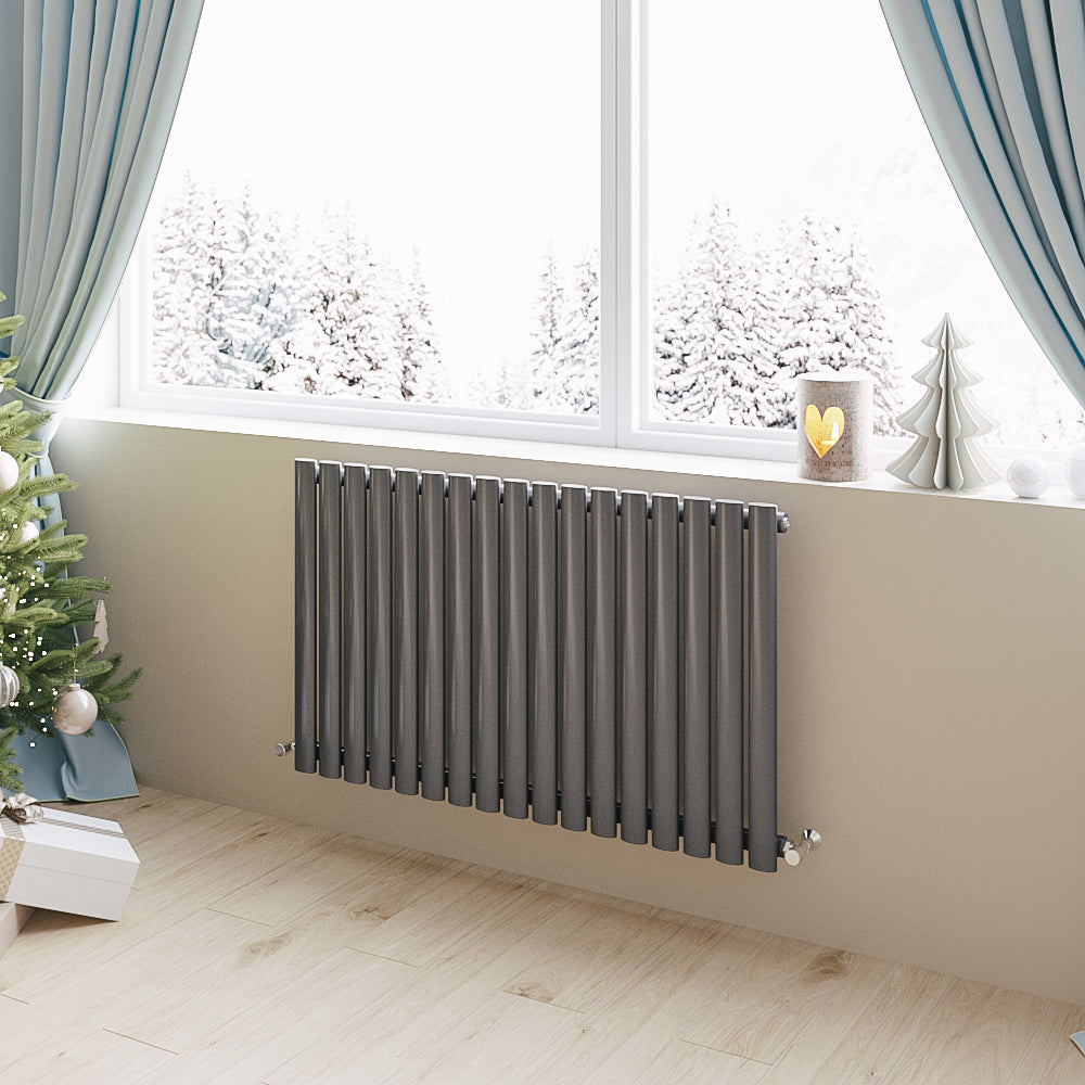 Aver-Growth- Designer Horizontal 600x1003mm Single Anthracite Oval Column Radiator