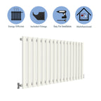Aver-Growth- Designer Horizontal 600x1003mm Single White Oval Column Radiator