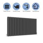 Aver-Growth- Designer Horizontal 600x1180mm Double Anthracite Oval Column Radiator