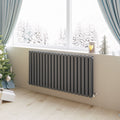 Aver-Growth- Designer Horizontal 600x1180mm Double Anthracite Oval Column Radiator