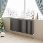 Aver-Growth- Designer Horizontal 600x1180mm Double Anthracite Oval Column Radiator