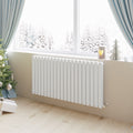 Aver-Growth- Designer Horizontal 600x1180mm Double White Oval Column Radiator