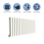 Aver-Growth- Designer Horizontal 600x1180mm Double White Oval Column Radiator