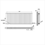 600x1180mm double anthracite oval column radiator dimension