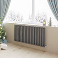 Aver-Growth- Designer Horizontal 600x1180mm Single Anthracite Oval Column Radiator