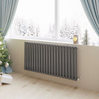 Aver-Growth- Designer Horizontal 600x1180mm Single Anthracite Oval Column Radiator