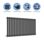 Aver-Growth- Designer Horizontal 600x1180mm Single Anthracite Oval Column Radiator
