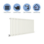 Aver-Growth- Designer Horizontal 600x1180mm Single White Oval Column Radiator