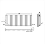 600x1180mm single anthracite oval column radiator dimension