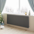 Aver-Growth- Designer Horizontal 600x1416mm Double Anthracite Oval Column Radiator