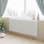 Aver-Growth- Designer Horizontal 600x1416mm Double White Oval Column Radiator