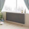 Aver-Growth- Designer Horizontal 600x1416mm Single Anthracite Oval Column Radiator