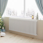 Aver-Growth- Designer Horizontal 600x1416mm Single White Oval Column Radiator