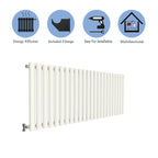Aver-Growth- Designer Horizontal 600x1416mm Single White Oval Column Radiator