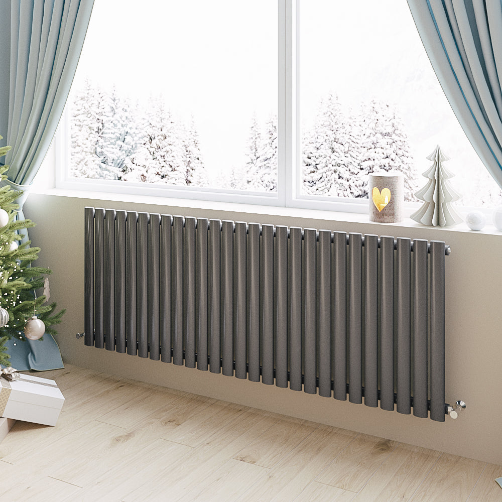 Aver-Growth- Designer Horizontal 600x1593mm Single Anthracite Oval Column Radiator