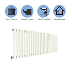 Aver-Growth- Designer Horizontal 600x1593mm Single White Oval Column Radiator