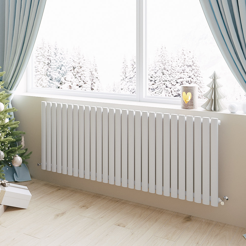Aver-Growth- Designer Horizontal 600x1593mm Single White Oval Column Radiator