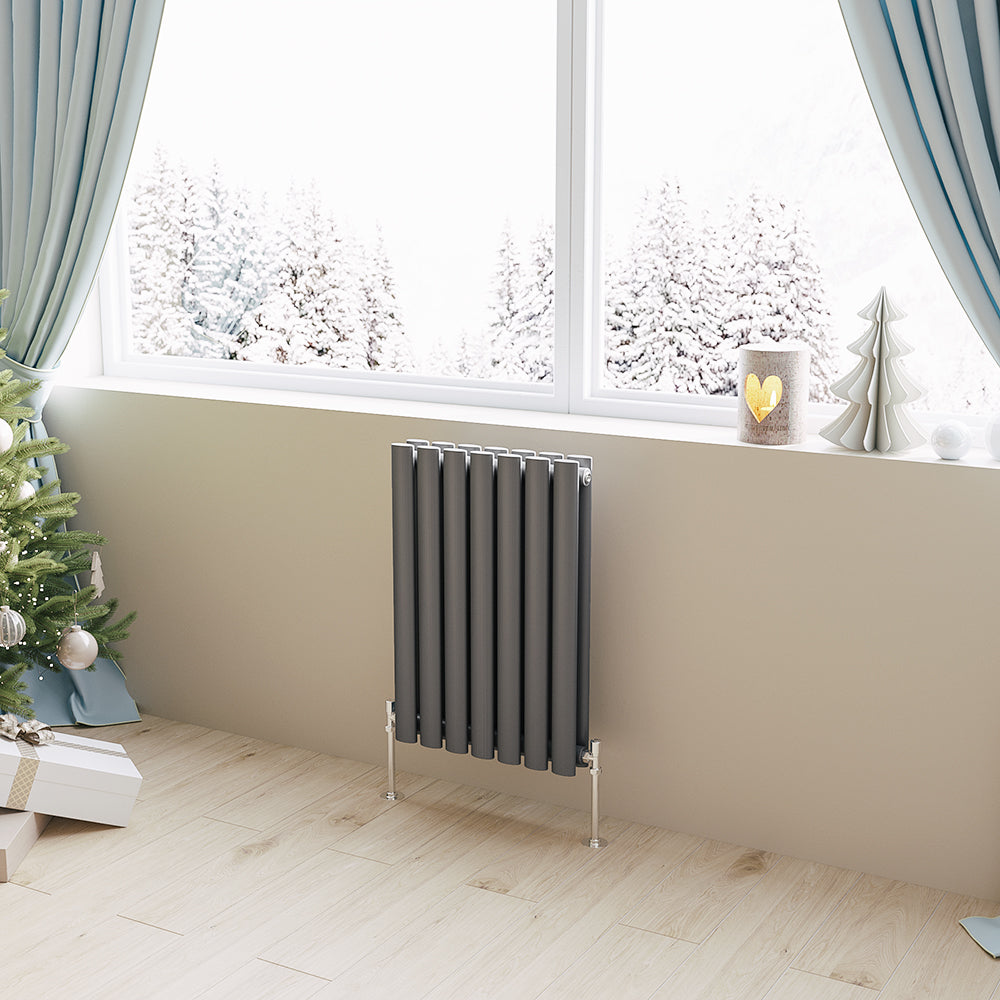 Aver-Growth- Designer Horizontal 600x413mm Double Anthracite Oval Column Radiator