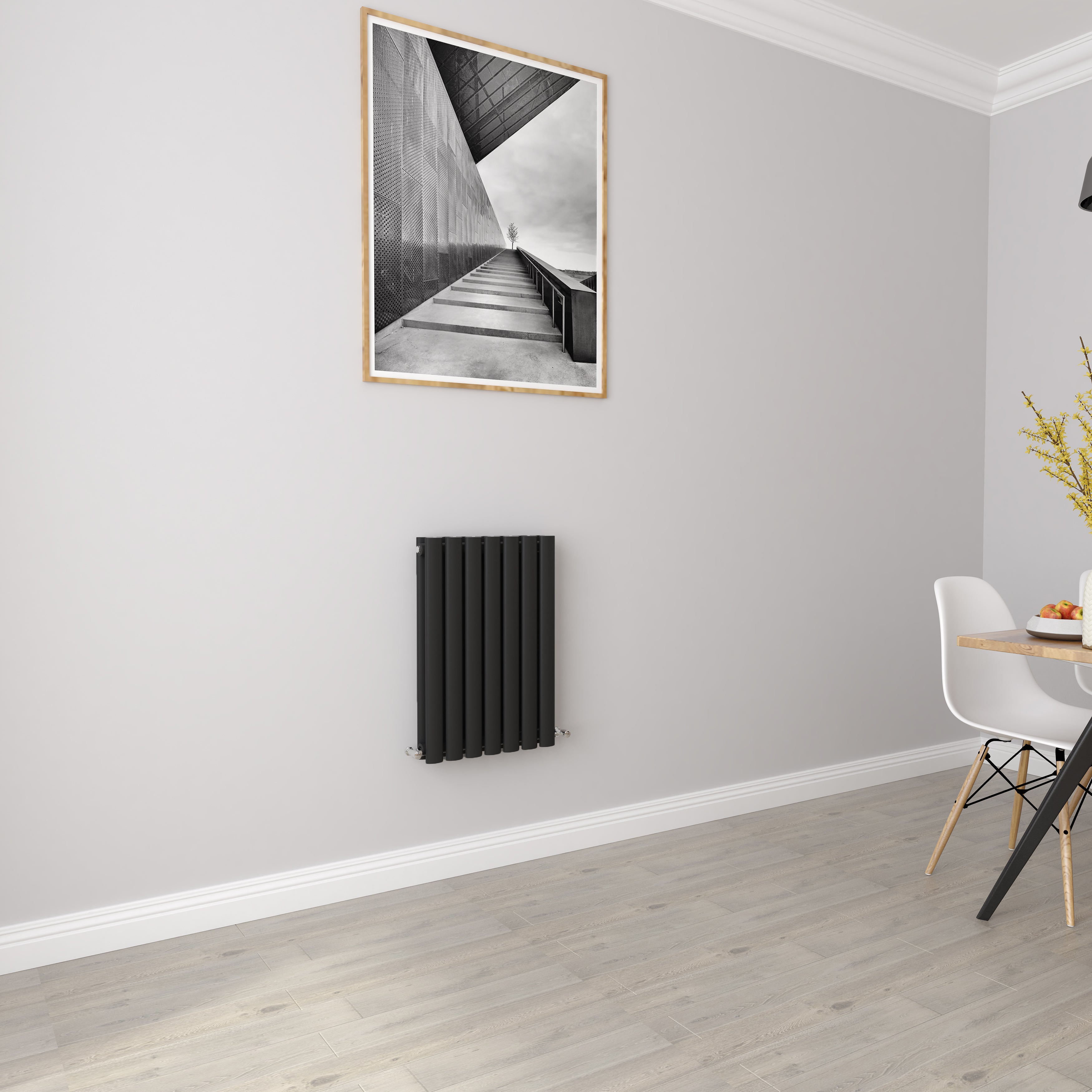 Aver-Growth- Designer Horizontal 600x413mm Double Black Oval Column Radiator