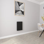 Aver-Growth- Designer Horizontal 600x413mm Double Black Oval Column Radiator