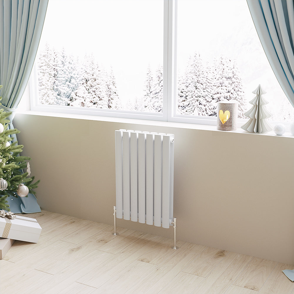 Aver-Growth- Designer Horizontal 600x413mm Double White Oval Column Radiator