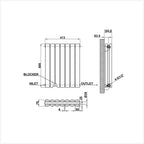 600x413mm double white oval column radiator dimension