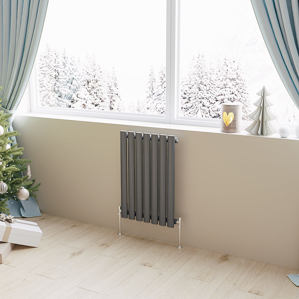 Aver-Growth- Designer Horizontal 600x413mm Single Anthracite Oval Column Radiator