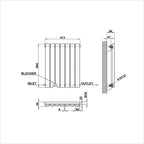600x413mm single white oval column radiator dimension
