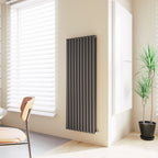 Aver-Growth- Designer Vertical 1600x590mm Double Anthracite Oval Column Radiator