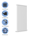 Aver-Growth- Designer Vertical 1600x590mm Single White Oval Column Radiator
