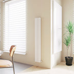 Aver-Growth- Designer Vertical 1600x236mm Double White Oval Column Radiator