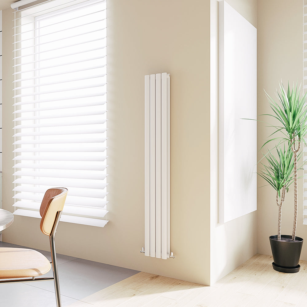 Aver-Growth- Designer Vertical 1600x236mm Double White Oval Column Radiator