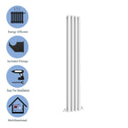 Aver-Growth- Designer Vertical 1600x236mm Double White Oval Column Radiator